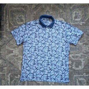 Bonobos Golf Polo Size Med Blue Floral Performance Slim Fit Button Up Shirt
